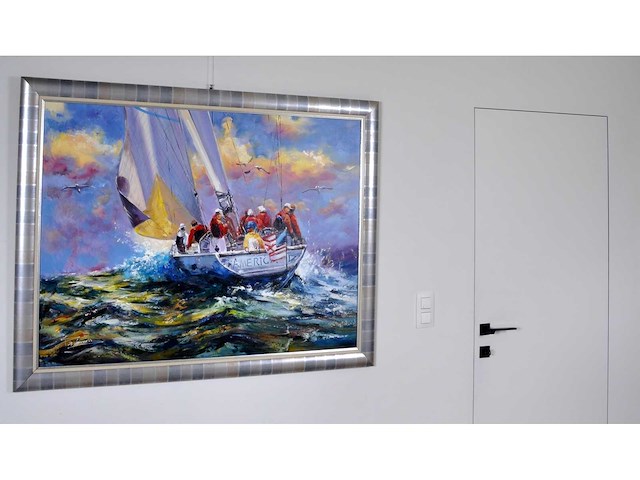 Antonio palmieri – zeilboot op zee - olie op doek - 90x120 cm - afbeelding 5 van  11