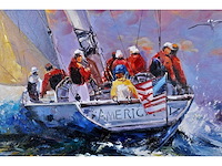Antonio palmieri – zeilboot op zee - olie op doek - 90x120 cm - afbeelding 7 van  11