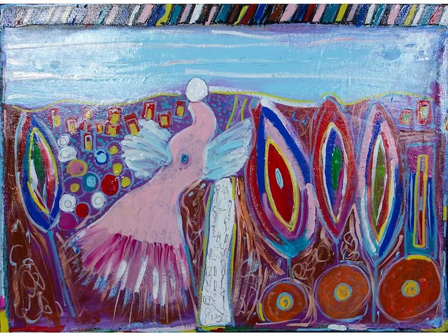 Antonio poioumen - pink angel - acryl op doek - 50x60 cm - afbeelding 2 van  6