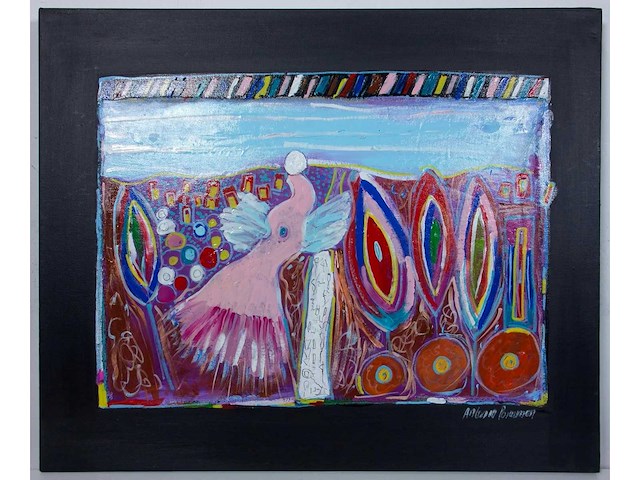 Antonio poioumen - pink angel - acryl op doek - 50x60 cm - afbeelding 3 van  6