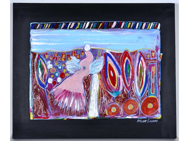 Antonio poioumen - pink angel - acryl op doek - 50x60 cm - afbeelding 2 van  11