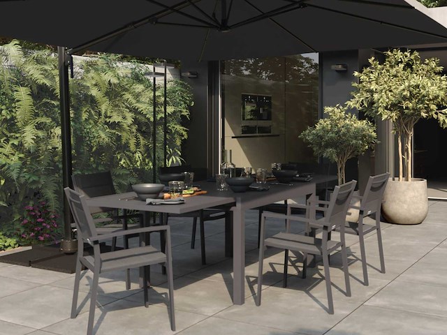 Antraciet aluminium tuintafel voor 8 personen lyra ii nateriaal - afbeelding 1 van  6