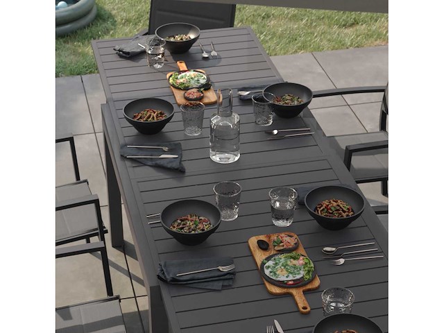 Antraciet aluminium tuintafel voor 8 personen lyra ii nateriaal - afbeelding 3 van  6