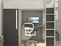Antraciet hoogslaper bo9 90x200 cm met bureau en kast - afbeelding 1 van  7