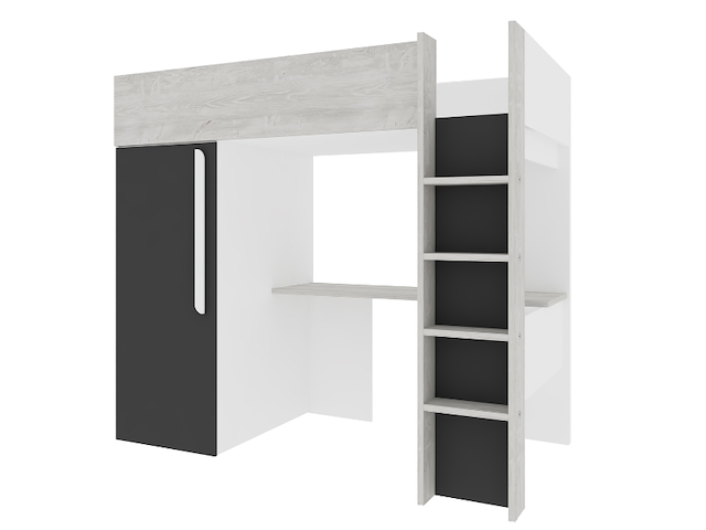 Antraciet hoogslaper bo9 90x200 cm met bureau en kast - afbeelding 2 van  7