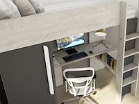 Antraciet hoogslaper bo9 90x200 cm met bureau en kast - afbeelding 5 van  7