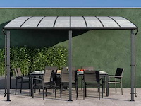 Antracietgrijs staal en aluminium wandgemonteerde pergola naterial yena, 12,85 m² - afbeelding 1 van  13