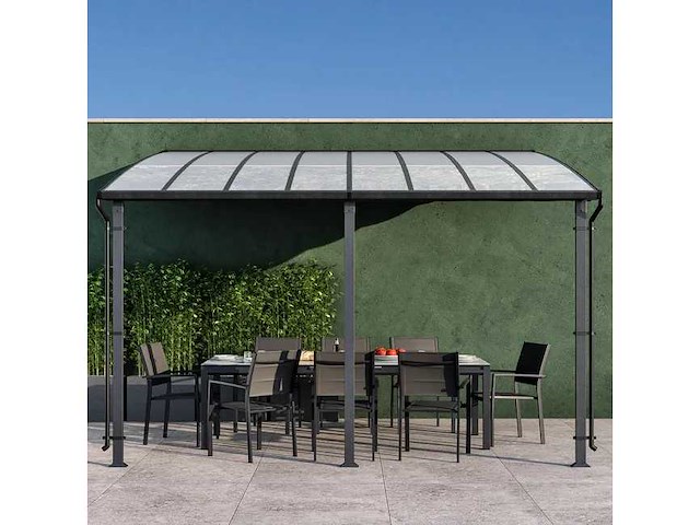Antracietgrijs staal en aluminium wandgemonteerde pergola naterial yena, 12,85 m² - afbeelding 6 van  13