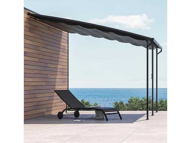Antracietgrijs staal en aluminium wandgemonteerde pergola naterial yena, 12,85 m² - afbeelding 8 van  13