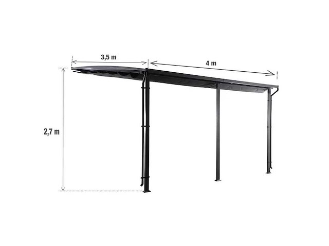 Antracietgrijs staal en aluminium wandgemonteerde pergola naterial yena, 12,85 m² - afbeelding 10 van  13