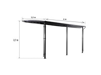 Antracietgrijs staal en aluminium wandgemonteerde pergola naterial yena, 12,85 m² - afbeelding 10 van  13