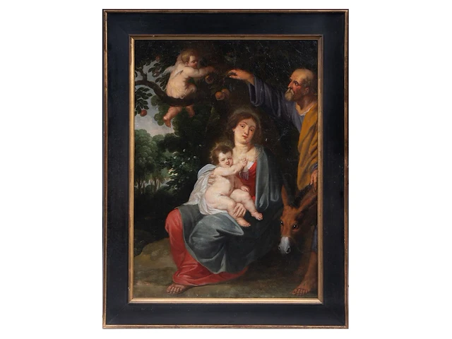 Antwerp school, the holy family, 17thc, oil on canvas 118 x 85 cm. (46.46 x 33.46 in.), frame: 142 x 110 cm. (55.90 x 43.31 in.) - afbeelding 2 van  4
