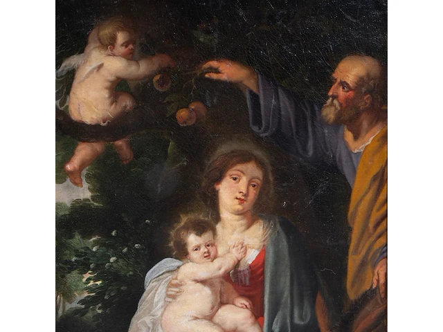 Antwerp school, the holy family, 17thc, oil on canvas 118 x 85 cm. (46.46 x 33.46 in.), frame: 142 x 110 cm. (55.90 x 43.31 in.) - afbeelding 4 van  4
