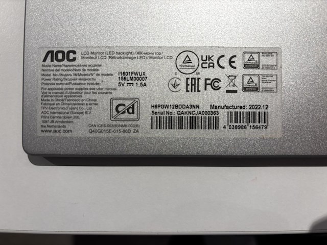 Aoc draagbare monitor - afbeelding 2 van  2