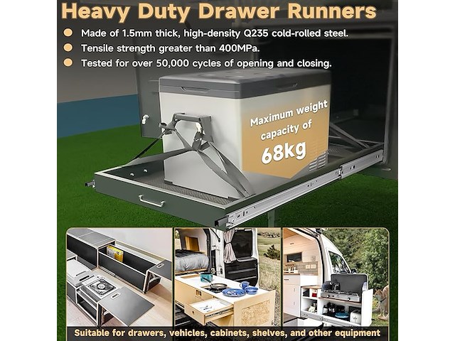 Aolisheng volledig uitschuifbare ladegeleiders met vergrendeling - afbeelding 4 van  4