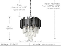 Aoochok zwart kristallen hanglamp - afbeelding 3 van  3