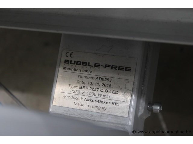 Applicatietafel bubble-free bbf 2257 c.g led, bouwjaar 2015, serienummer ad0293, 0,9 kw, 230 v, ca. 5.5m, ce-gemarkeerd, werking niet gekend - afbeelding 5 van  5