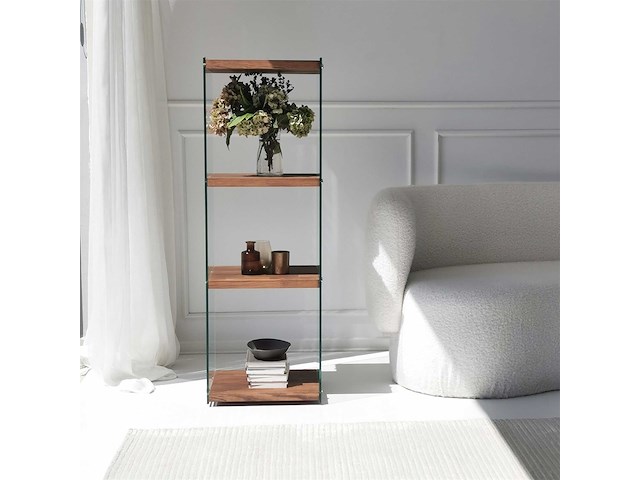 Aqua 3 boekenplank | gehard glas | natuurlijk - afbeelding 2 van  7
