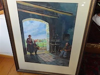 Aquarel achter glas, gesigneerd jules boudry - afbeelding 1 van  4