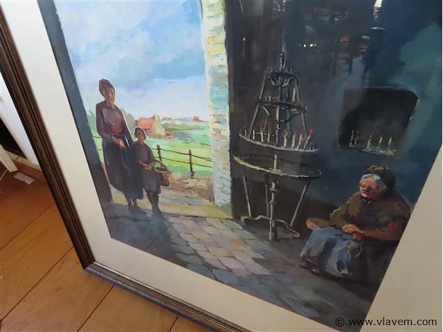 Aquarel achter glas, gesigneerd jules boudry - afbeelding 2 van  4