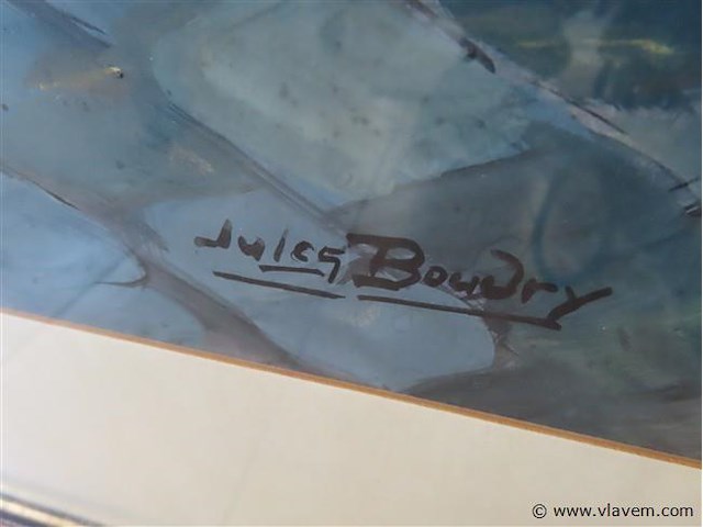 Aquarel achter glas, gesigneerd jules boudry - afbeelding 3 van  4