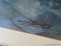Aquarel achter glas, gesigneerd jules boudry - afbeelding 3 van  4