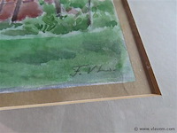Aquarel achter glas, gesigneerd - afbeelding 4 van  4
