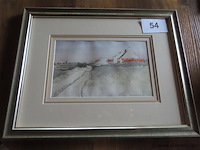 Aquarel achter glas, gesigneerd - afbeelding 1 van  3