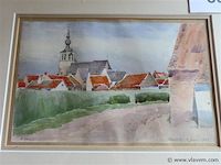 Aquarel achter glas, gesigneerd - afbeelding 2 van  4