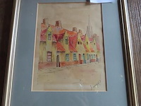 Aquarel achter glas, gesigneerd - afbeelding 1 van  3