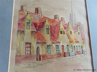 Aquarel achter glas, gesigneerd - afbeelding 2 van  3