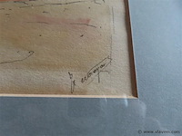 Aquarel achter glas, gesigneerd - afbeelding 3 van  3