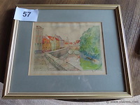 Aquarel achter glas, gesigneerd - afbeelding 1 van  3