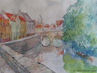 Aquarel achter glas, gesigneerd - afbeelding 2 van  3