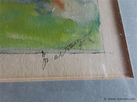 Aquarel achter glas, gesigneerd - afbeelding 3 van  3