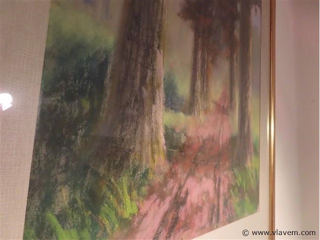Aquarel achter glas, gesigneerd - afbeelding 2 van  3
