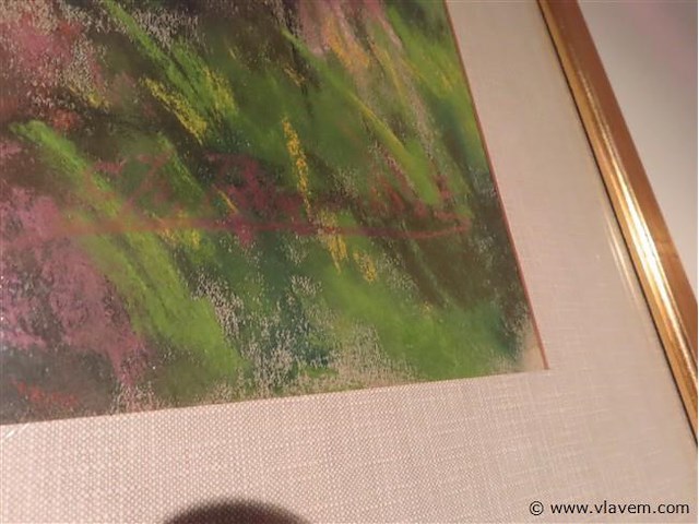 Aquarel achter glas, gesigneerd - afbeelding 3 van  3