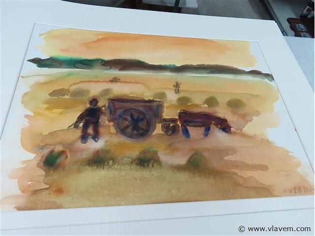Aquarel alphons vermeir 2 stuks - afbeelding 2 van  4