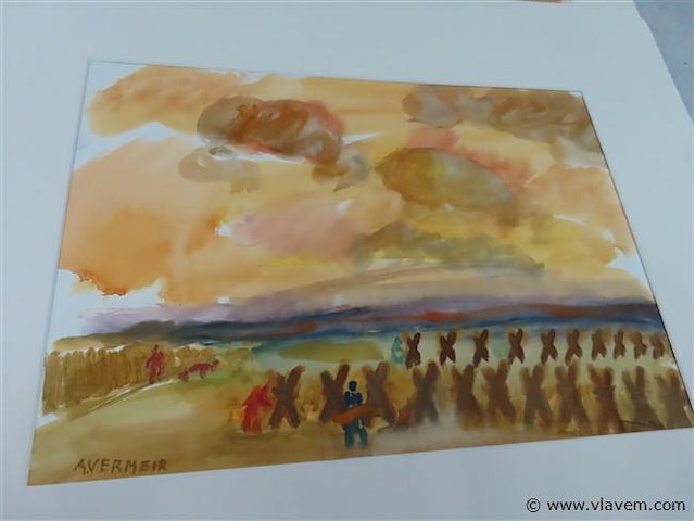 Aquarel alphons vermeir 2 stuks - afbeelding 3 van  4