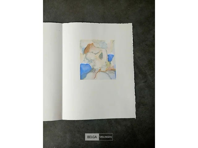 Aquarel op papier, lieve walbers, moeder en kind - afbeelding 1 van  3