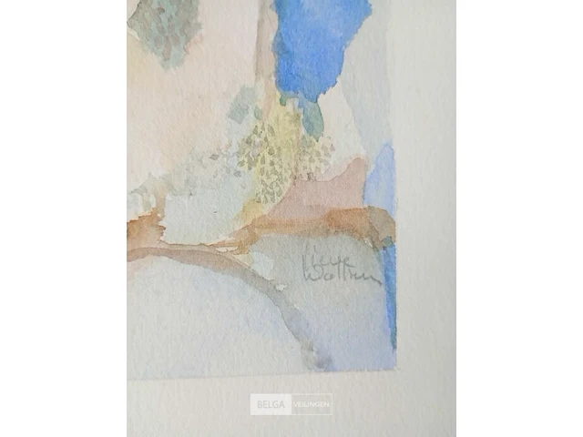 Aquarel op papier, lieve walbers, moeder en kind - afbeelding 3 van  3