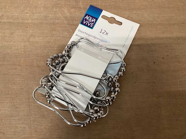 Aquavive douchegordijnringen design rvs, set 12 stuks (120x) - afbeelding 1 van  2