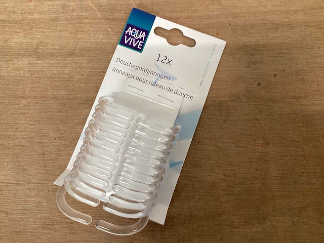Aquavive douchegordijnringen pvc, set 12 stuks (540x) - afbeelding 1 van  4