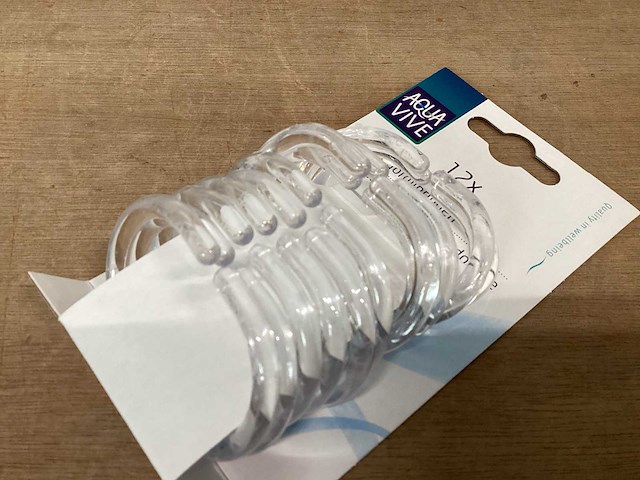Aquavive douchegordijnringen pvc, set 12 stuks (540x) - afbeelding 3 van  4