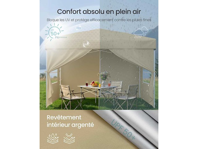 Arbor, opvouwbaar marquee, met zijmuren, 3 x 3 m - afbeelding 3 van  5
