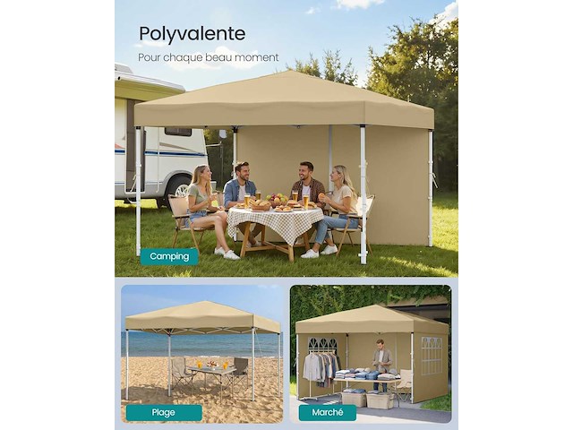 Arbor, opvouwbaar marquee, met zijmuren, 3 x 3 m - afbeelding 4 van  5