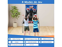 Arcade basketbalspel opvouwbaar 2 manden, 4 ballen inflatiepomp basketbal ring voor 1 tot 4 spelers met blauw scoresysteem - afbeelding 2 van  11