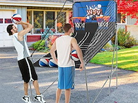 Arcade basketbalspel opvouwbaar 2 manden, 4 ballen inflatiepomp basketbal ring voor 1 tot 4 spelers met blauw scoresysteem