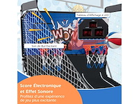 Arcade basketbalspel opvouwbaar 2 manden, 4 ballen inflatiepomp basketbal ring voor 1 tot 4 spelers met blauw scoresysteem - afbeelding 9 van  11