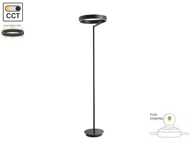 Arcao design vloerlamp zwart 35cm 22w led cct 3 kleur dimbaar(1x) - afbeelding 1 van  7